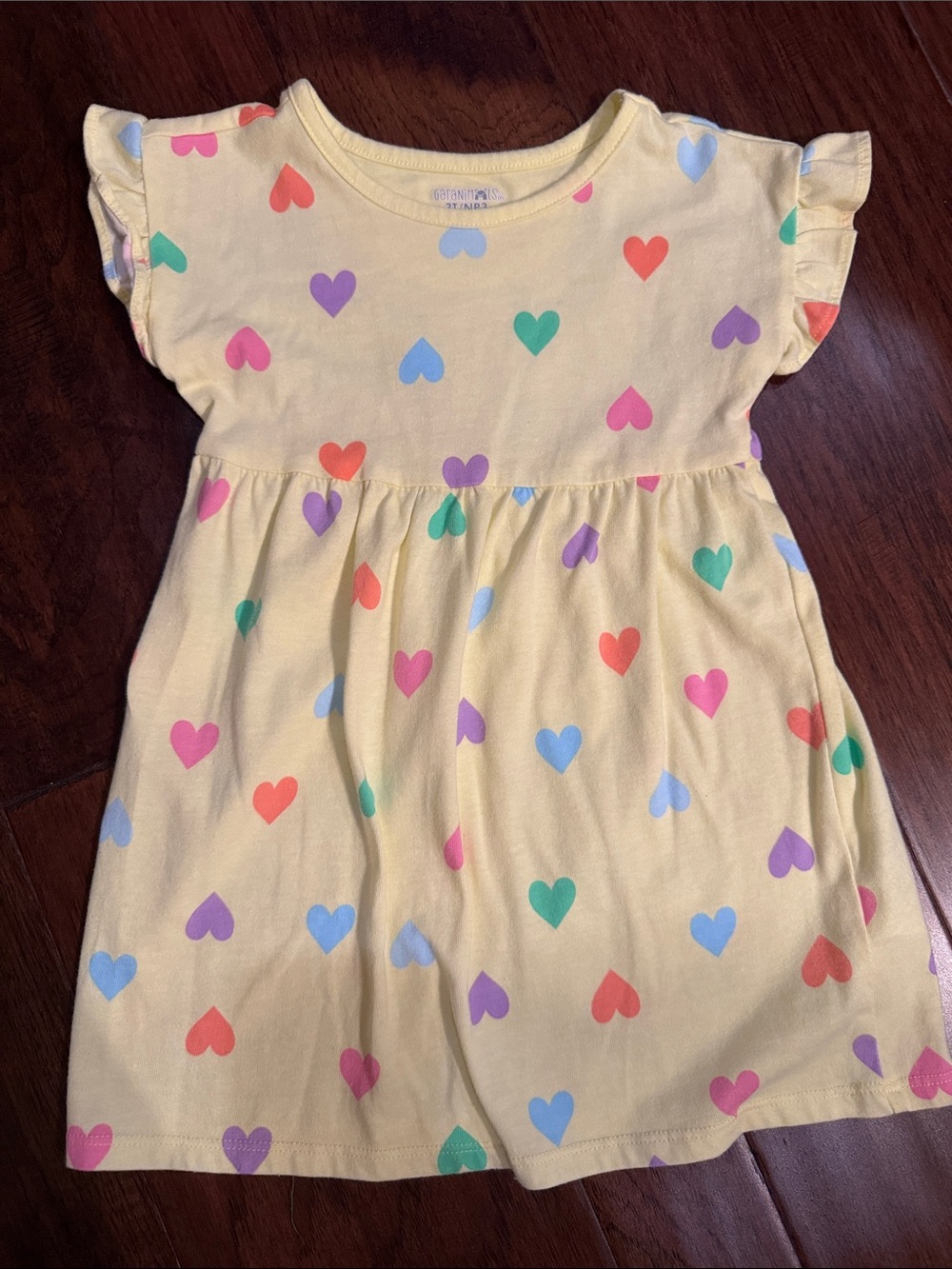 Garanimals Light Yellow Heart Print Flutter Sleeve Dress